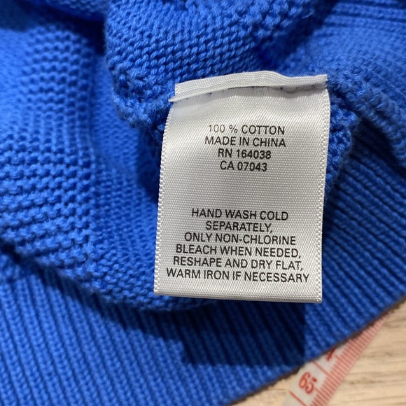 COLOUR EIGHTEEN Cropped Cardigan, Blue, 100% Cotton, Front Pockets, Women’s US M - Picture 8 of 9